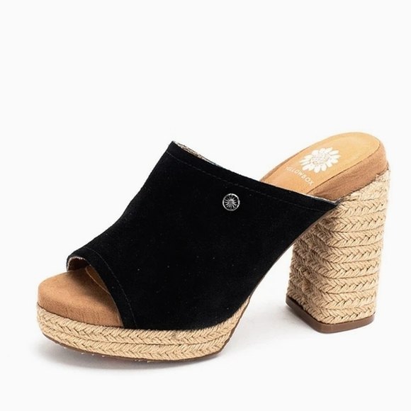 Yellow Box Shoes - NEW Yellow Box Suede Espadrille Platform Block Heel Sandal